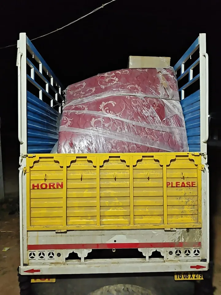 Wrapped furniture prepared for loading and transport